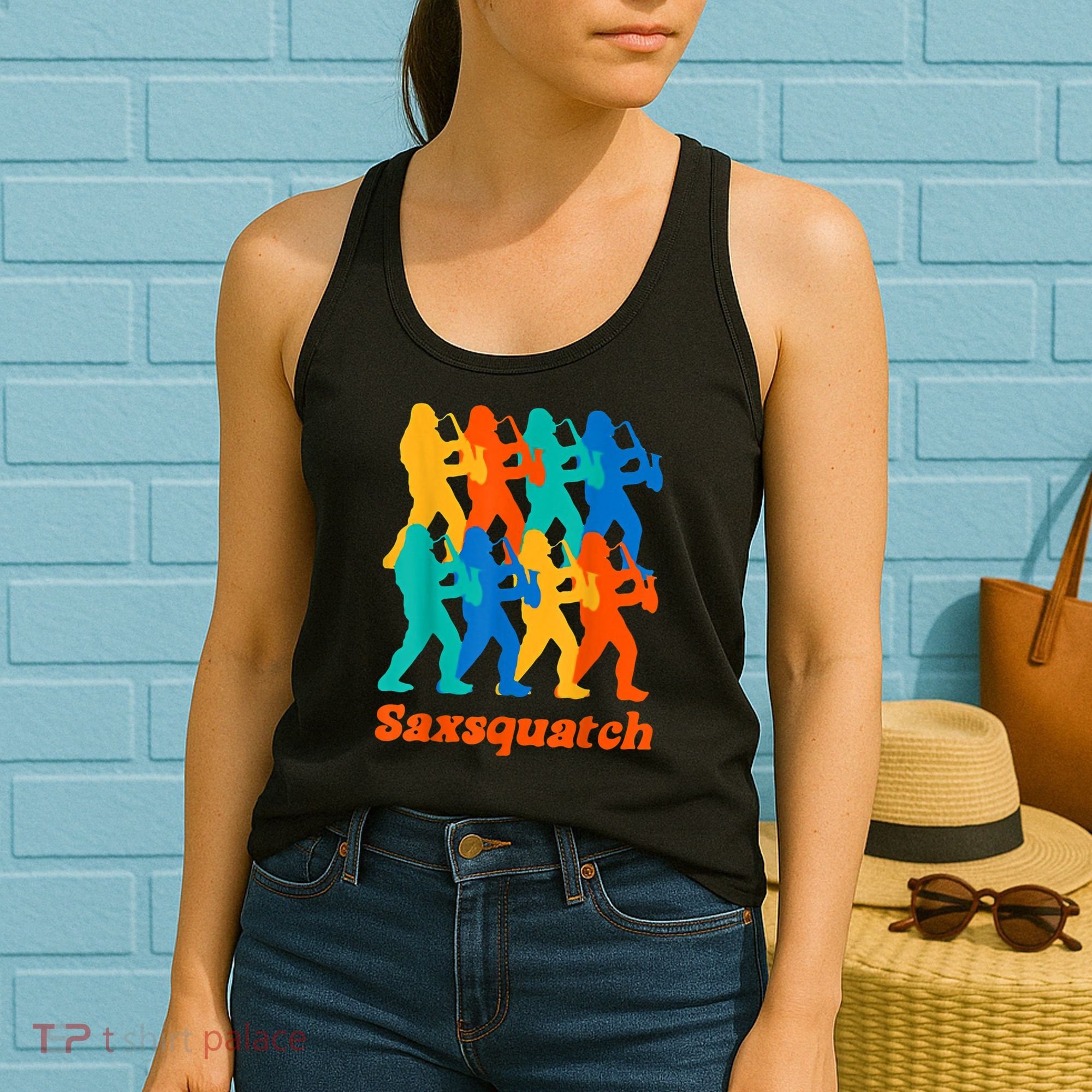 Bigfoot Playing Saxophone Saxsquatch Women's Tank Top