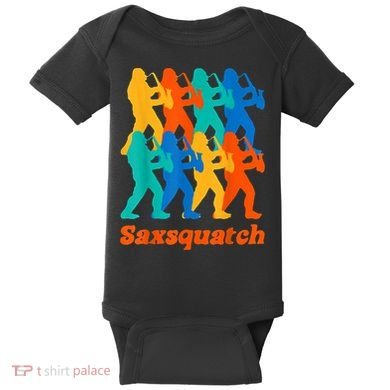 Bigfoot Playing Saxophone Saxsquatch Baby Bodysuit