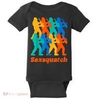 Bigfoot Playing Saxophone Saxsquatch Baby Bodysuit thumb 0