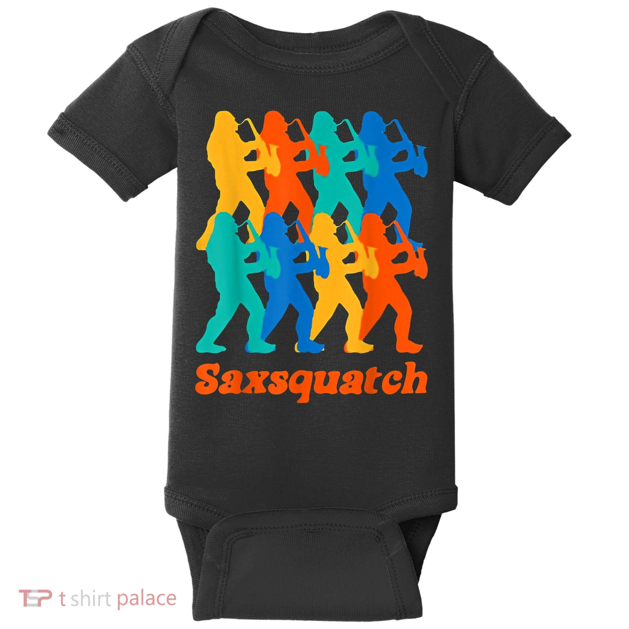 Bigfoot Playing Saxophone Saxsquatch Baby Bodysuit