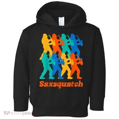 Bigfoot Playing Saxophone Saxsquatch Toddler Hoodie
