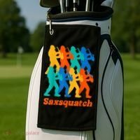 Bigfoot Playing Saxophone Saxsquatch Golf Towel thumb 2