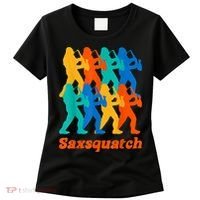 Bigfoot Playing Saxophone Saxsquatch Women's T-Shirt thumb 0