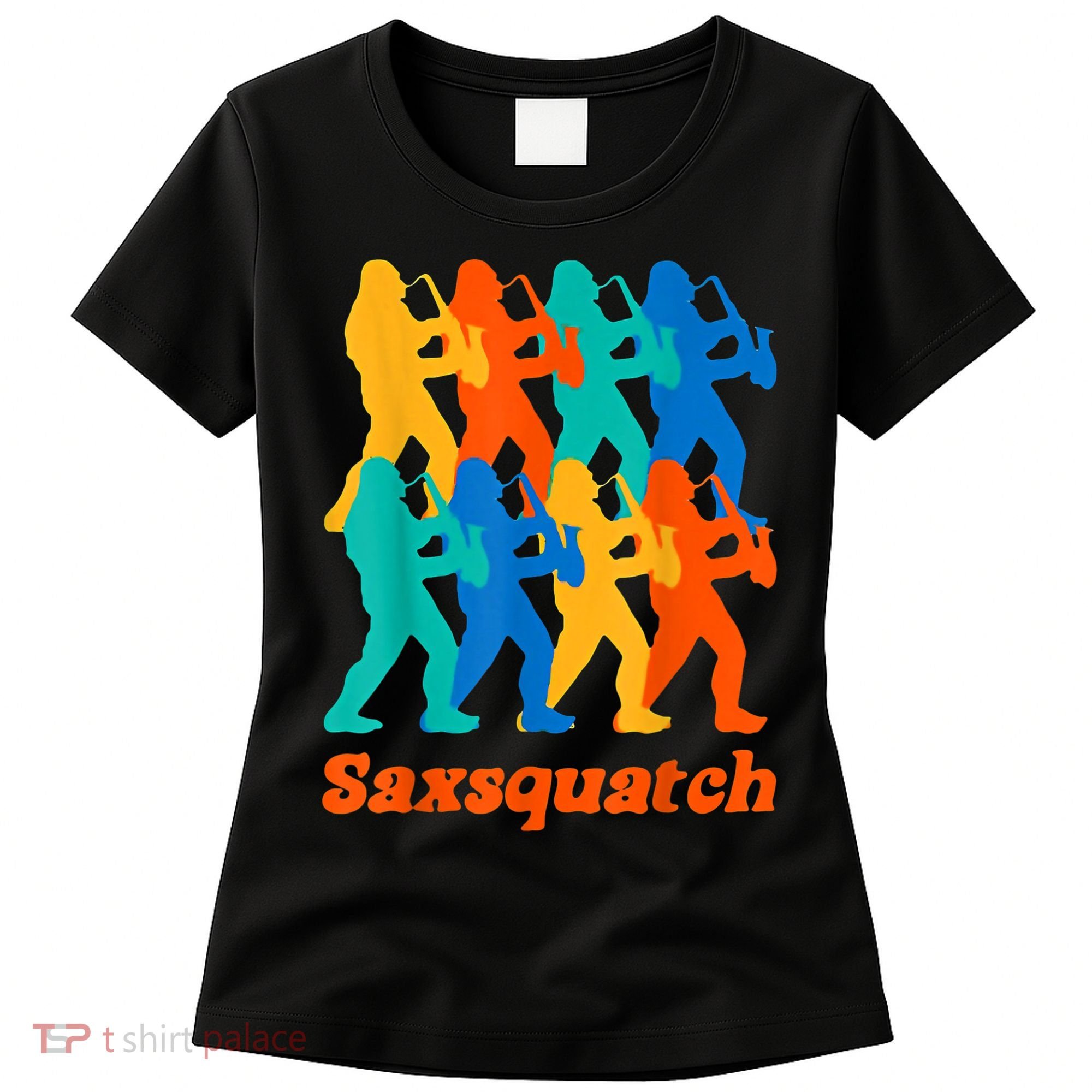 Bigfoot Playing Saxophone Saxsquatch Women's T-Shirt