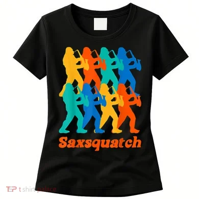 Bigfoot Playing Saxophone Saxsquatch Women's T-Shirt