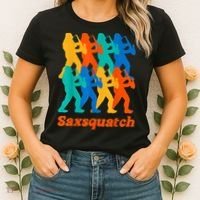 Bigfoot Playing Saxophone Saxsquatch Women's T-Shirt thumb 2