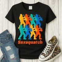 Bigfoot Playing Saxophone Saxsquatch Women's T-Shirt thumb 3