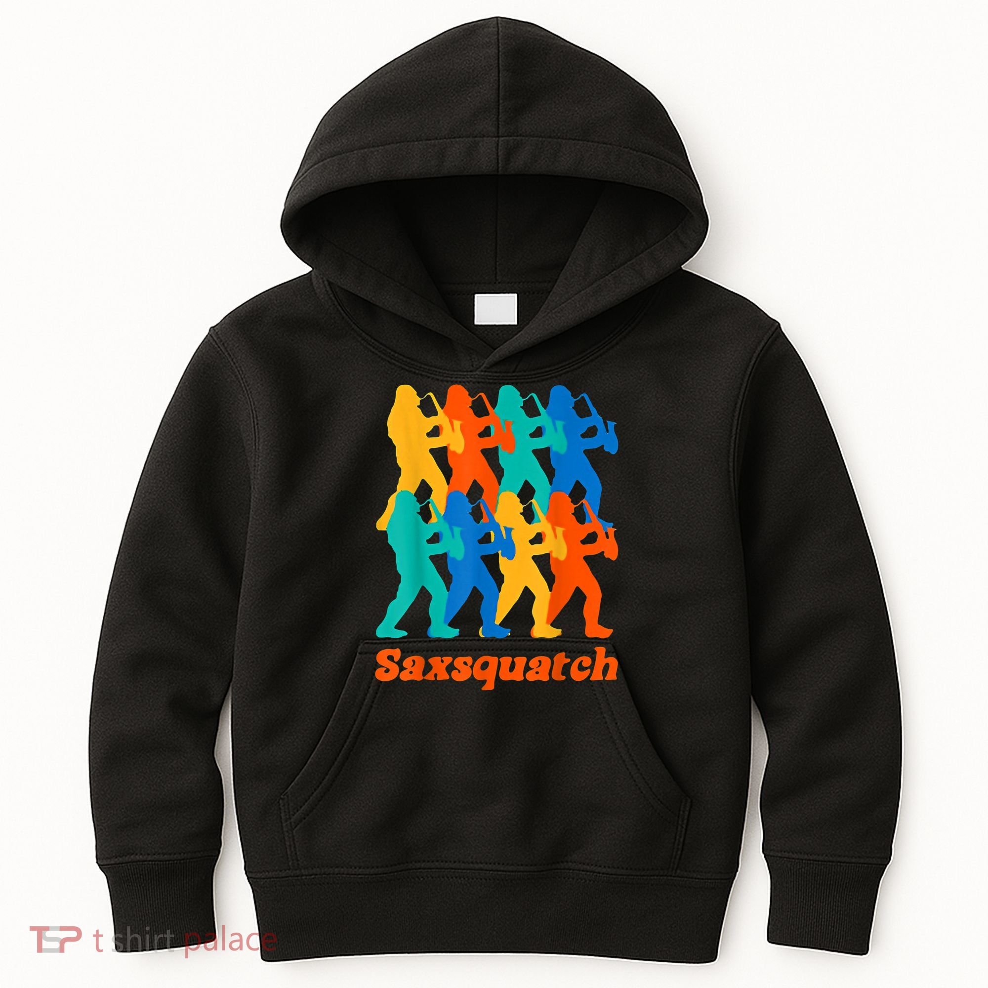 Bigfoot Playing Saxophone Saxsquatch Kids Hoodie