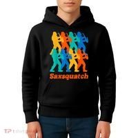 Bigfoot Playing Saxophone Saxsquatch Kids Hoodie thumb 4