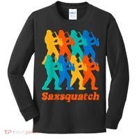 Bigfoot Playing Saxophone Saxsquatch Kids Long Sleeve Shirt thumb 0