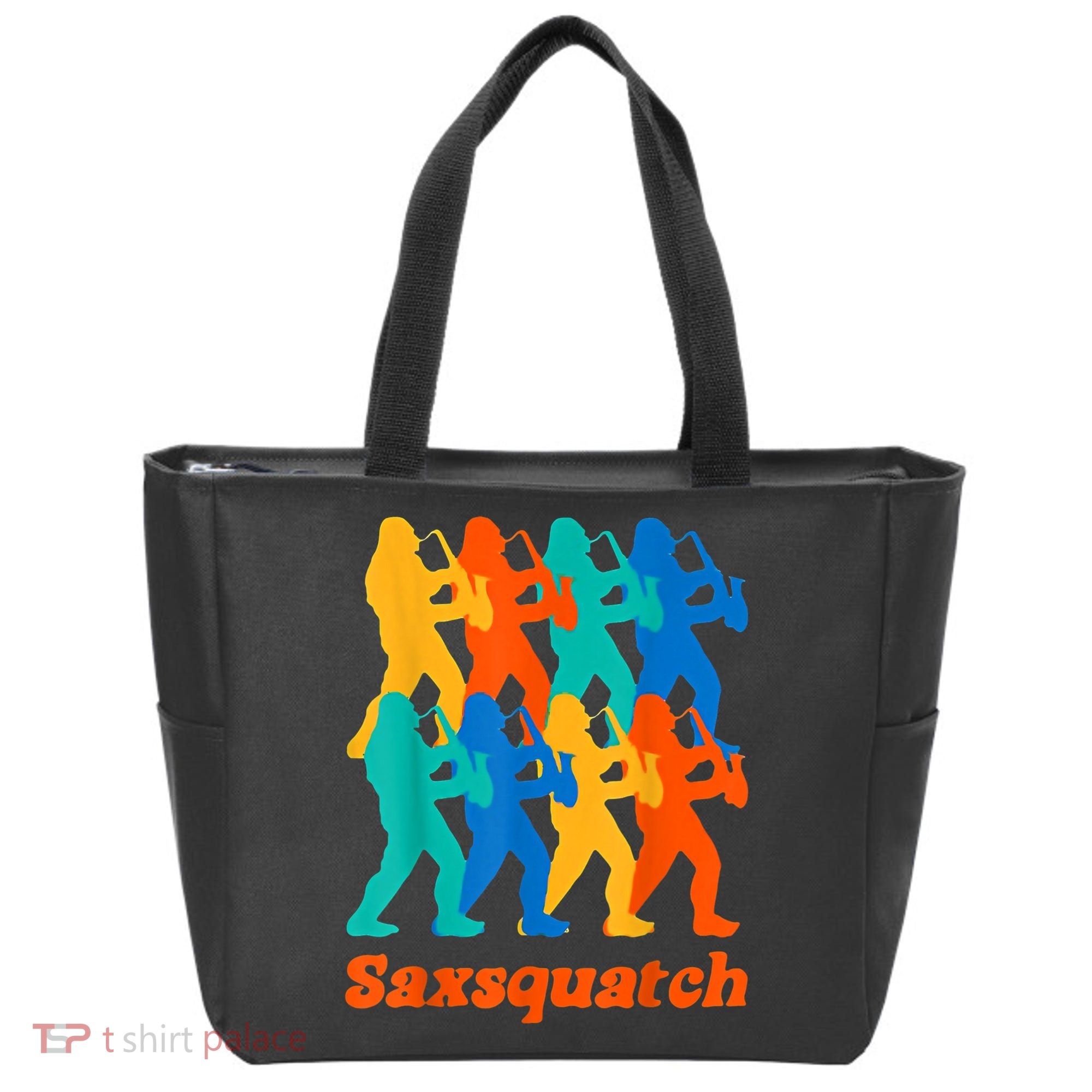 Bigfoot Playing Saxophone Saxsquatch Tote Bag