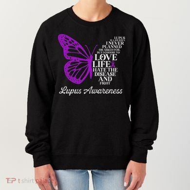 Butterfly Purple Systemic Lupus Erythematosus Awareness Women's Sweatshirt