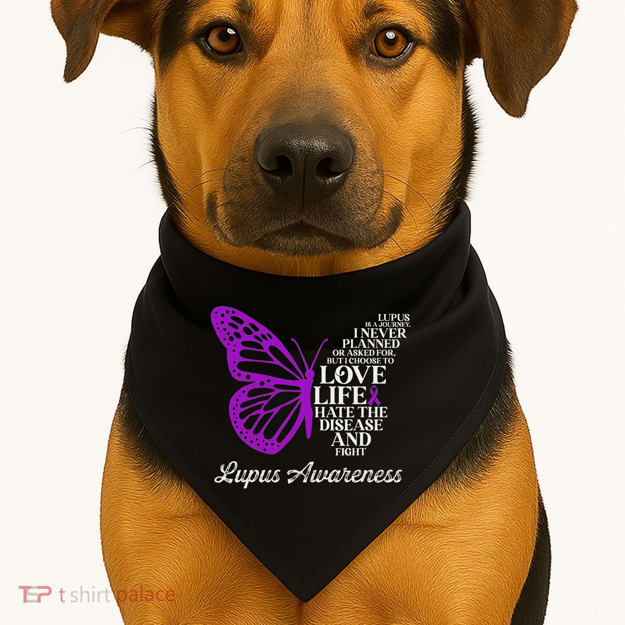 Butterfly Purple Systemic Lupus Erythematosus Awareness USA-Made Doggie Bandana
