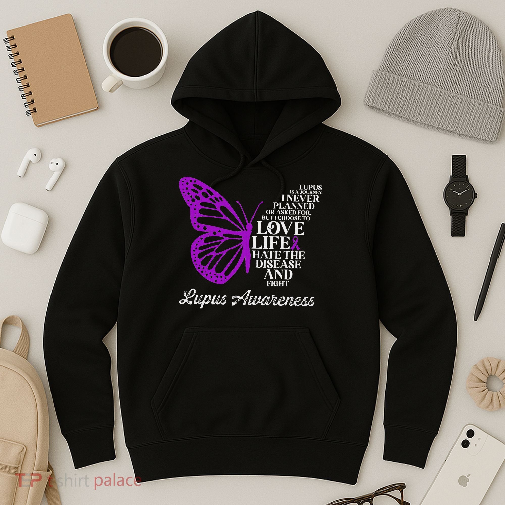 Butterfly Purple Systemic Lupus Erythematosus Awareness Hoodie