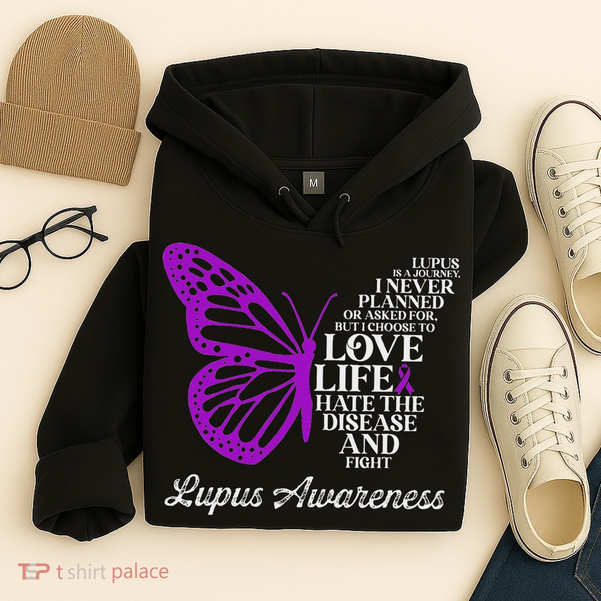 Butterfly Purple Systemic Lupus Erythematosus Awareness Hoodie