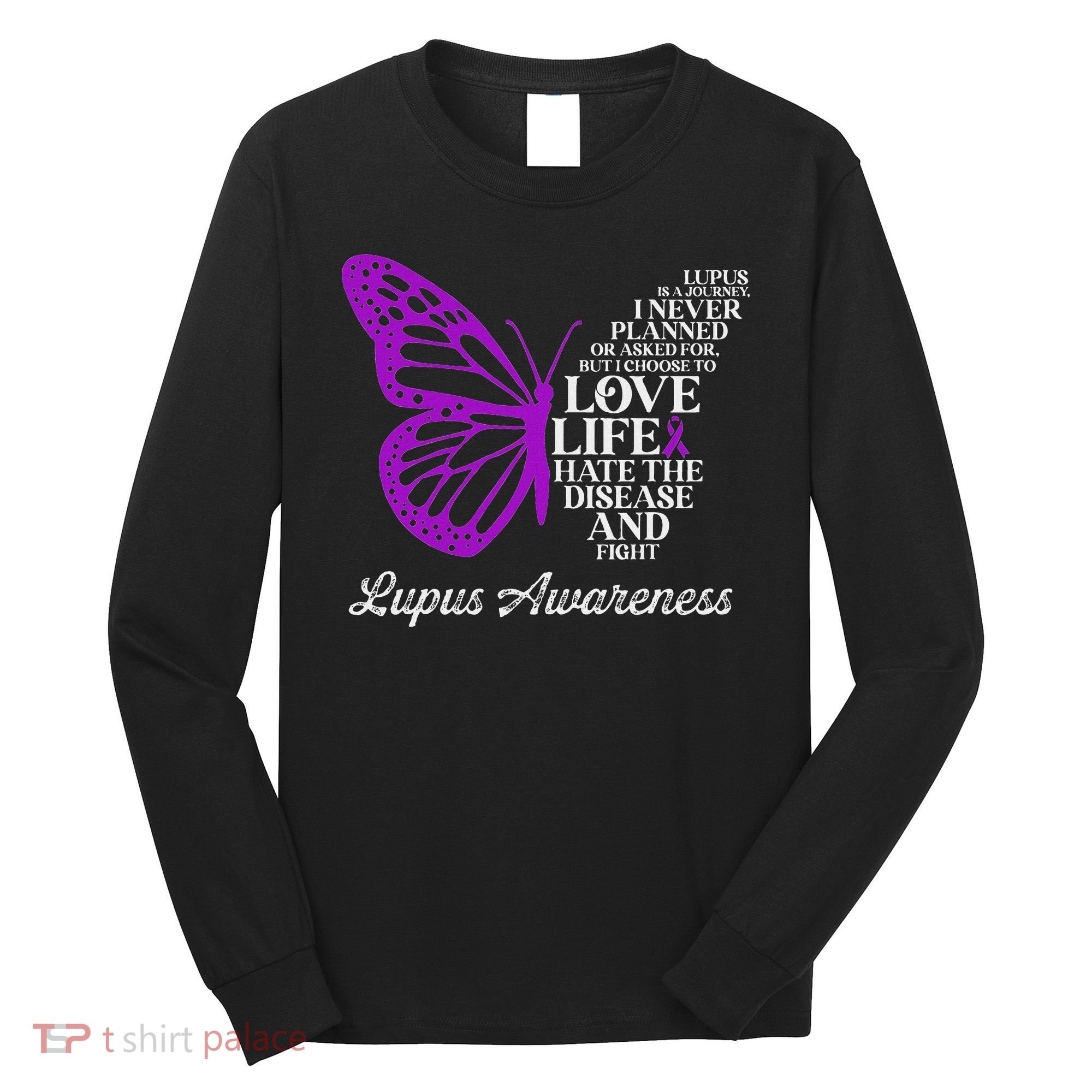 Butterfly Purple Systemic Lupus Erythematosus Awareness Long Sleeve Shirt