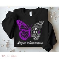 Butterfly Purple Systemic Lupus Erythematosus Awareness Sweatshirt thumb 2