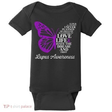 Butterfly Purple Systemic Lupus Erythematosus Awareness Baby Bodysuit