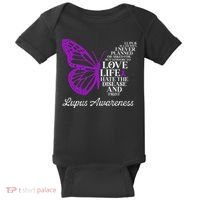 Butterfly Purple Systemic Lupus Erythematosus Awareness Baby Bodysuit thumb 0