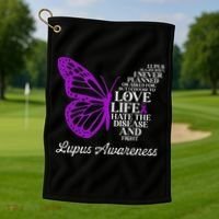 Butterfly Purple Systemic Lupus Erythematosus Awareness Golf Towel thumb 1