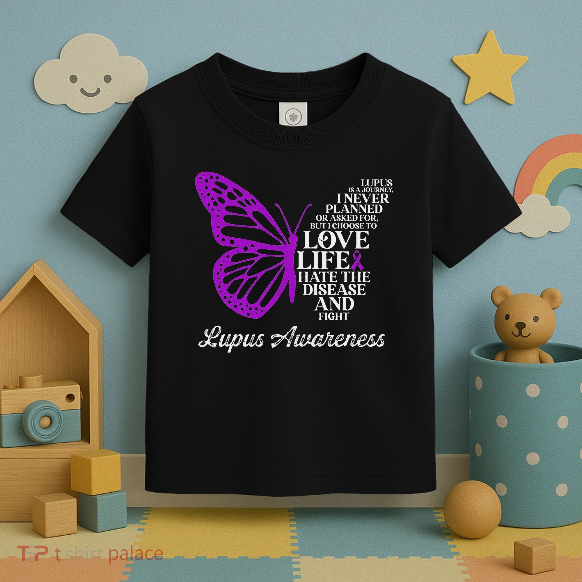 Butterfly Purple Systemic Lupus Erythematosus Awareness Toddler T-Shirt