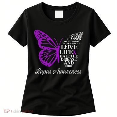 Butterfly Purple Systemic Lupus Erythematosus Awareness Women's T-Shirt