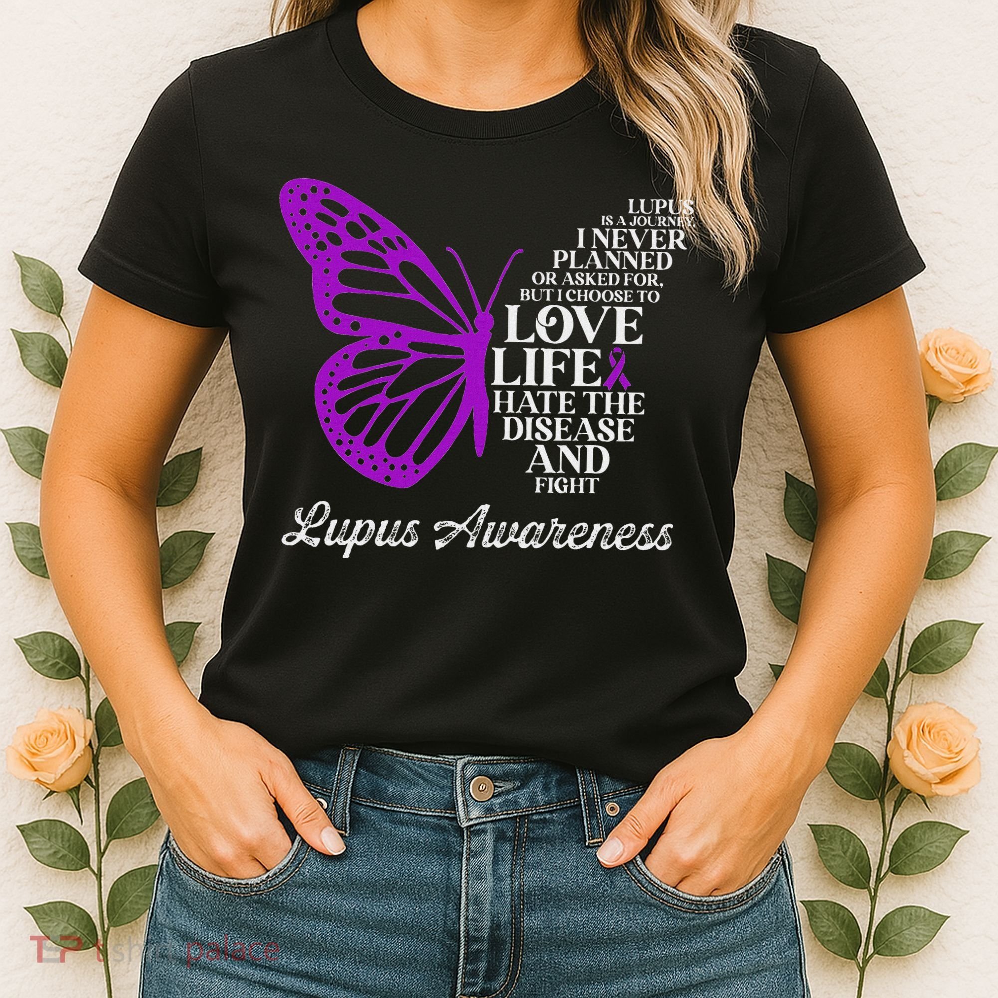 Butterfly Purple Systemic Lupus Erythematosus Awareness Women's T-Shirt