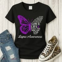 Butterfly Purple Systemic Lupus Erythematosus Awareness Women's T-Shirt thumb 3