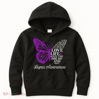 Butterfly Purple Systemic Lupus Erythematosus Awareness Kids Hoodie thumb 0
