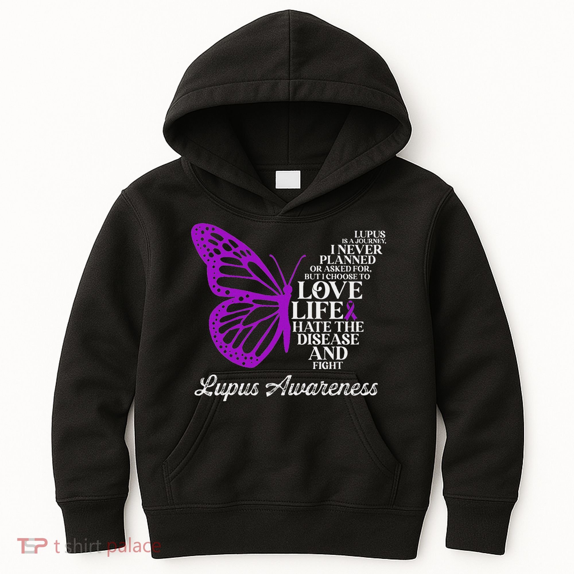 Butterfly Purple Systemic Lupus Erythematosus Awareness Kids Hoodie