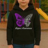 Butterfly Purple Systemic Lupus Erythematosus Awareness Kids Hoodie thumb 3