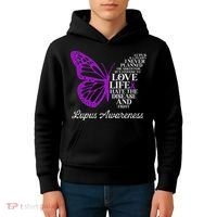 Butterfly Purple Systemic Lupus Erythematosus Awareness Kids Hoodie thumb 4