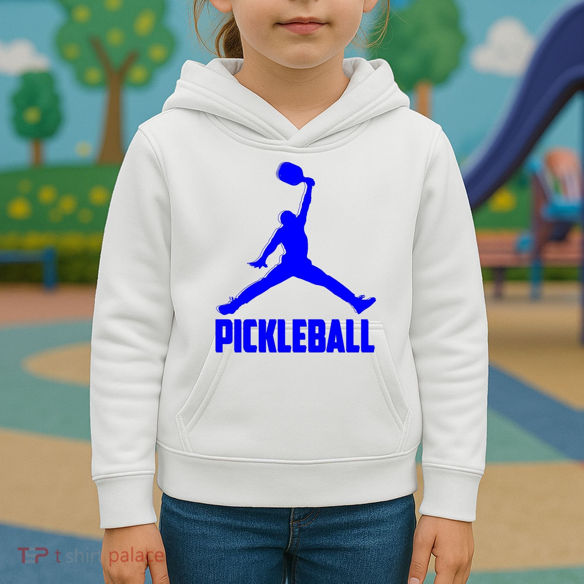 Blue Pickleball Sports Logo Kids Hoodie