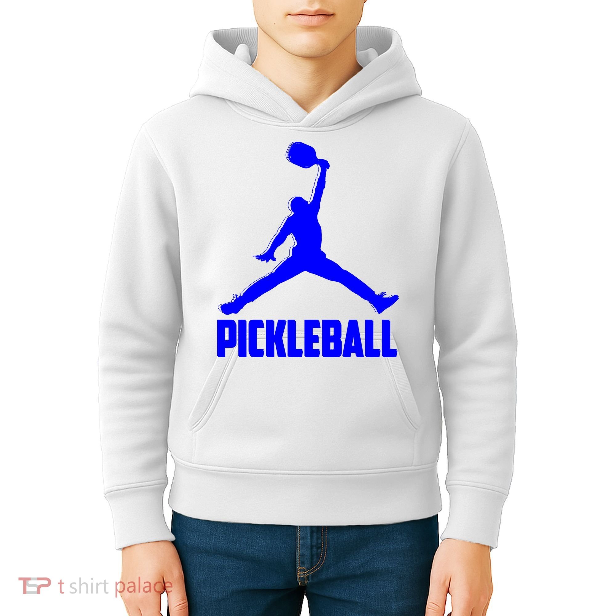 Blue Pickleball Sports Logo Kids Hoodie