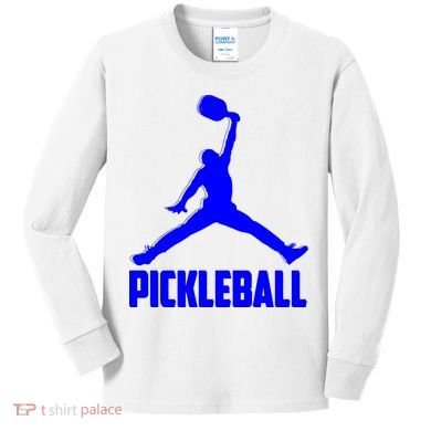 Blue Pickleball Sports Logo Kids Long Sleeve Shirt