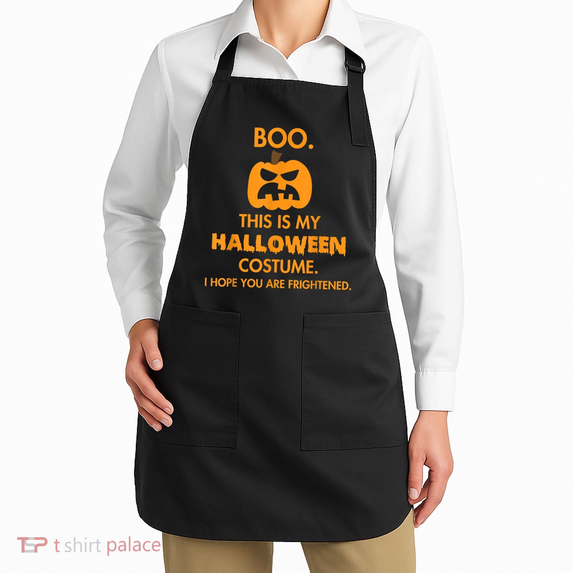 Boo Pumpkin Sarcastic Funny Halloween Costume Apron