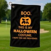 Boo Pumpkin Sarcastic Funny Halloween Costume Golf Towel thumb 1