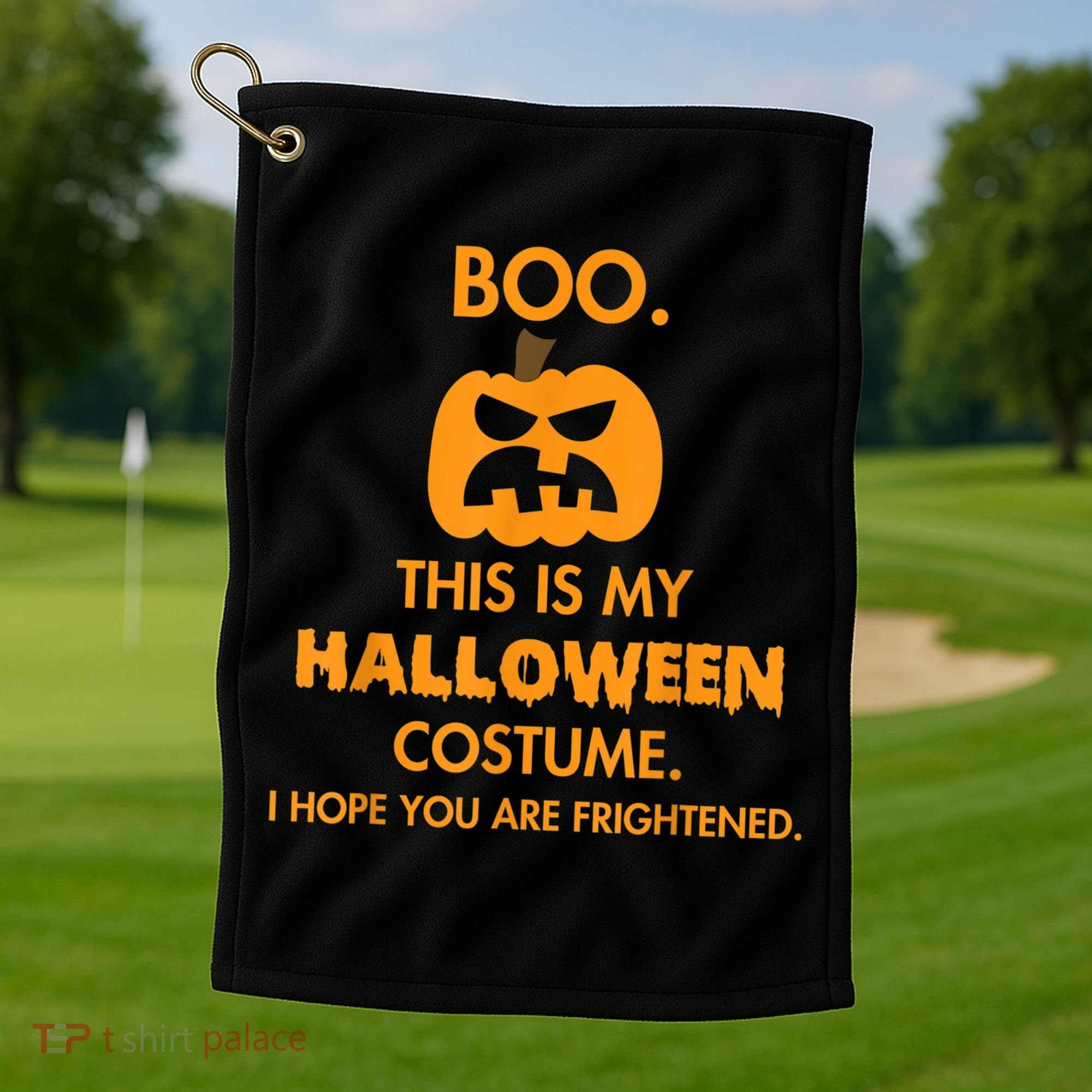 Boo Pumpkin Sarcastic Funny Halloween Costume Golf Towel