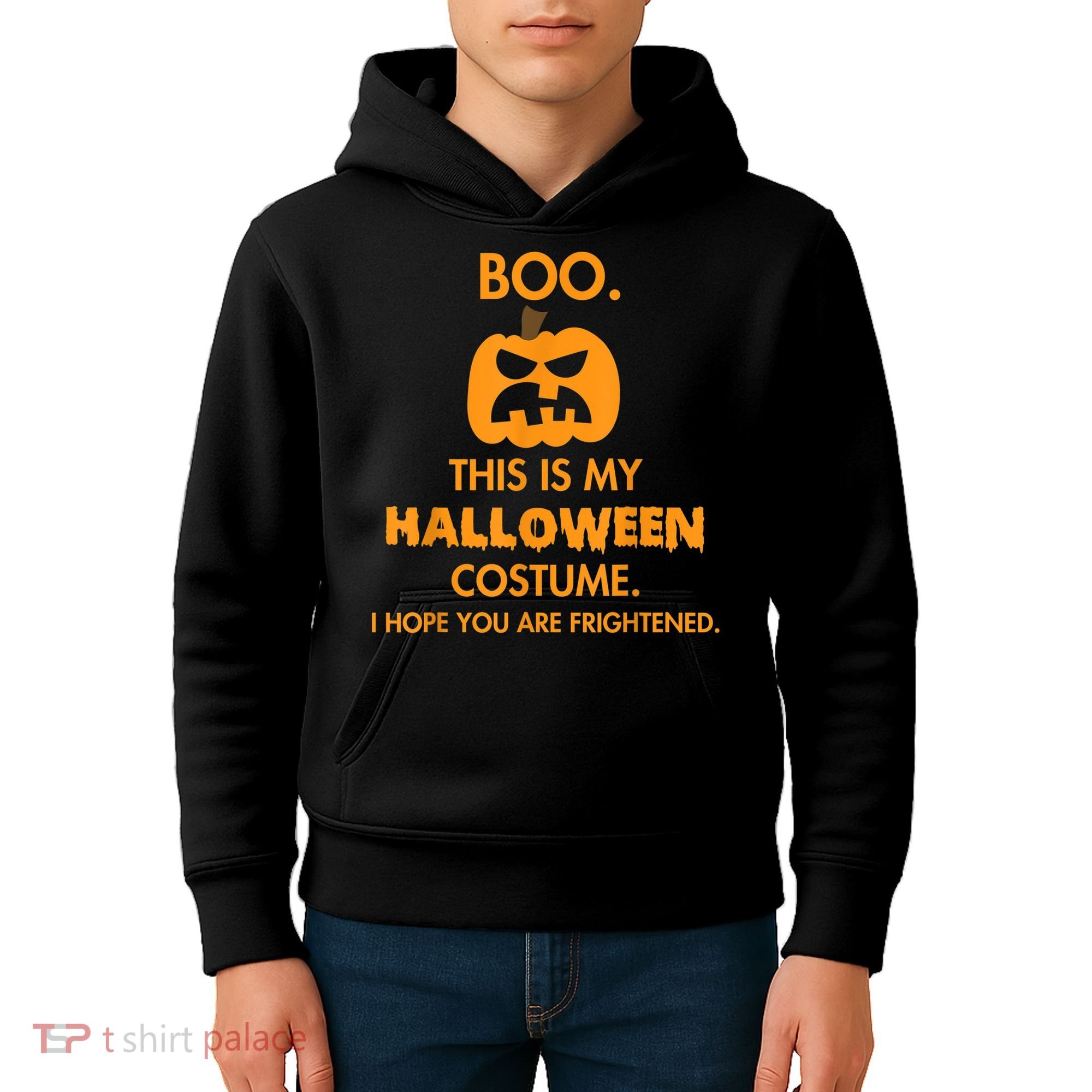 Boo Pumpkin Sarcastic Funny Halloween Costume Kids Hoodie