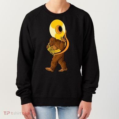 Bigfoot playing sousaphone instrument tuba Women's Sweatshirt