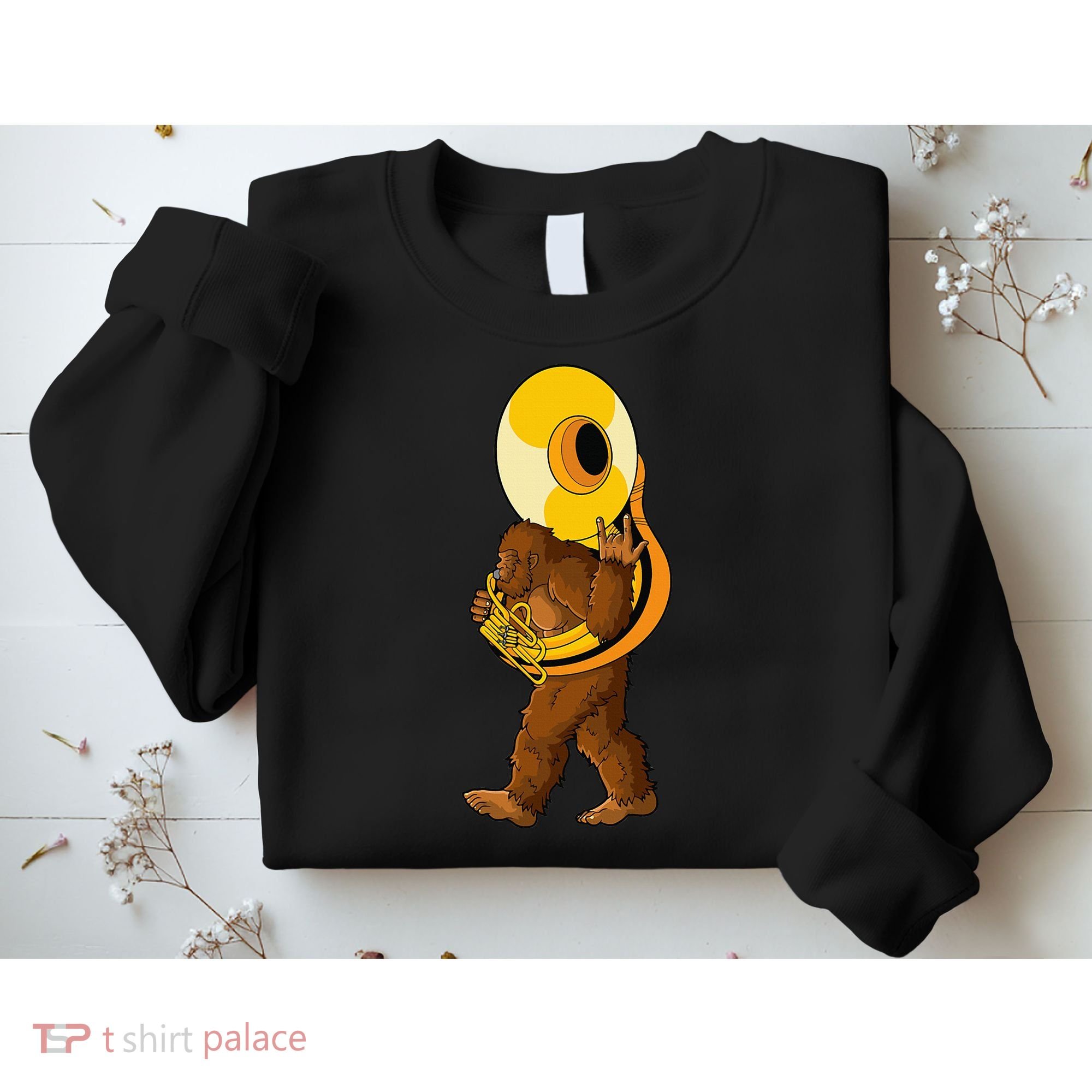 Bigfoot playing sousaphone instrument tuba Sweatshirt