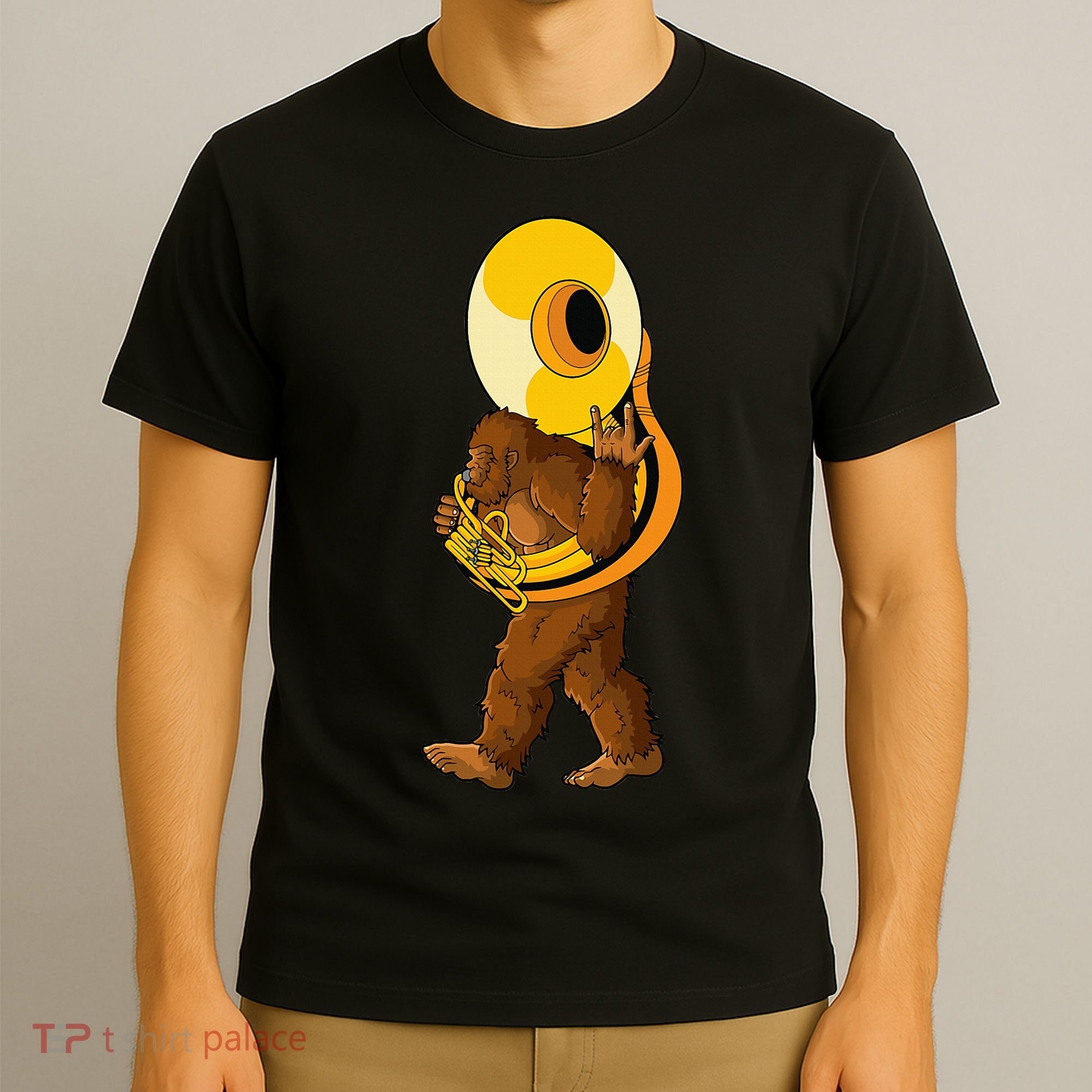 Bigfoot playing sousaphone instrument tuba T-Shirt