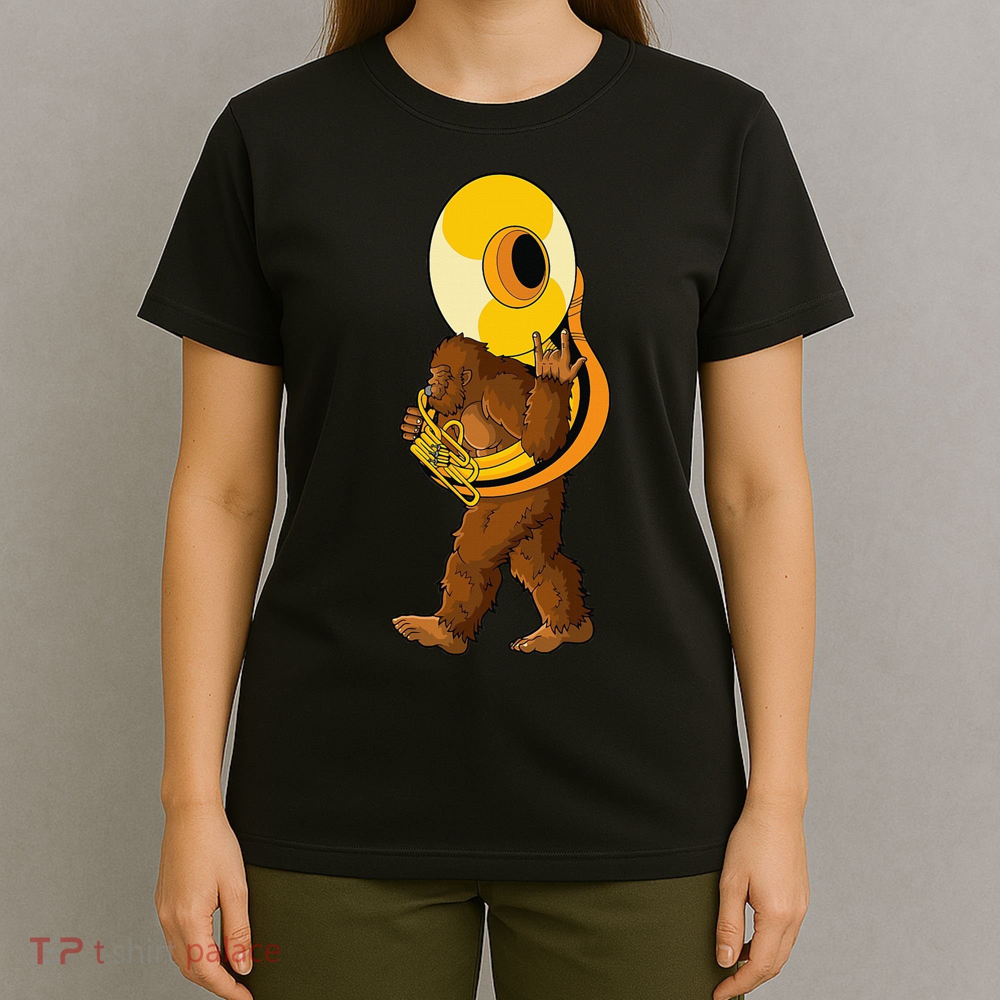 Bigfoot playing sousaphone instrument tuba T-Shirt