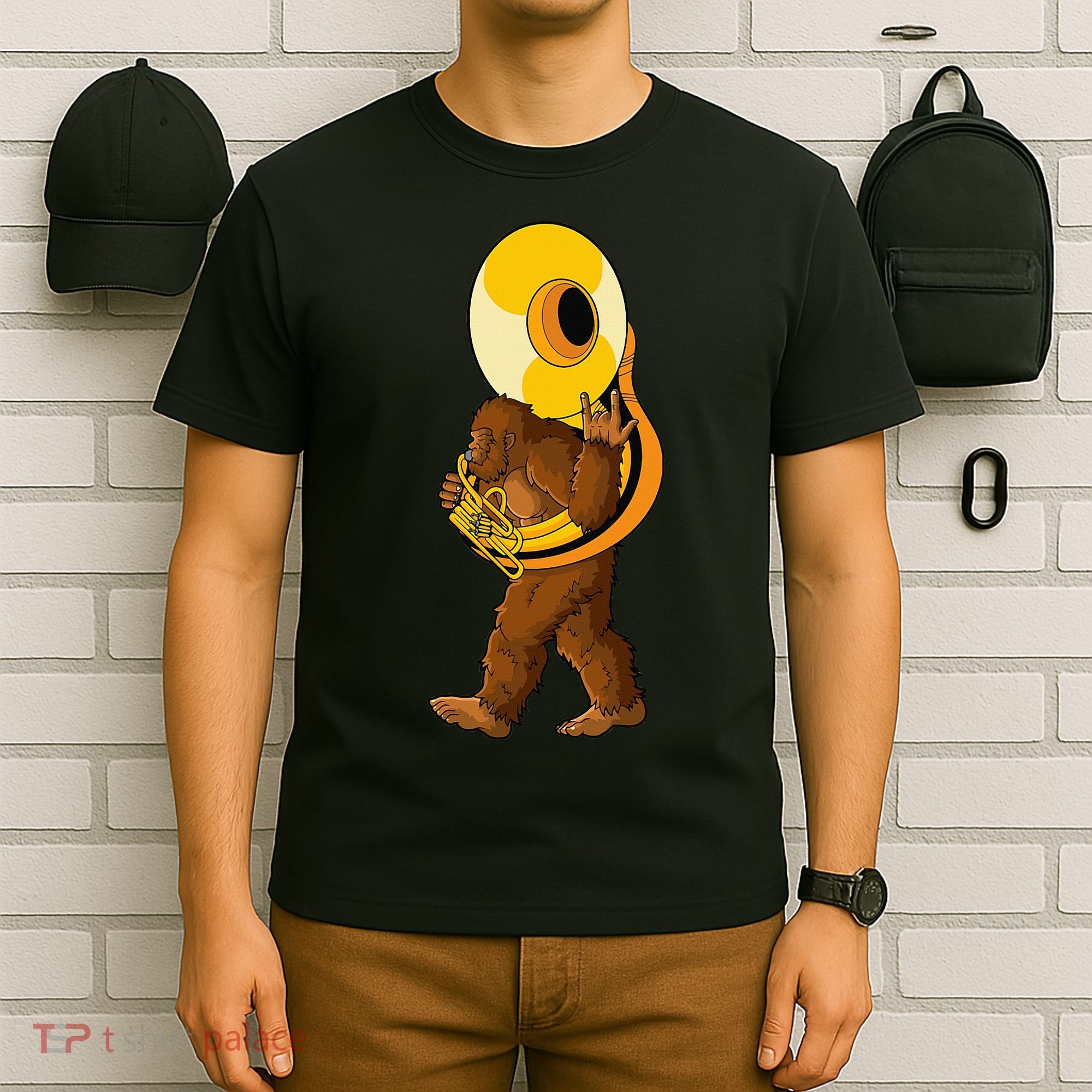Bigfoot playing sousaphone instrument tuba T-Shirt