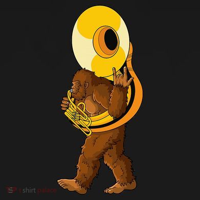 Bigfoot playing sousaphone instrument tuba V-Neck T-Shirt