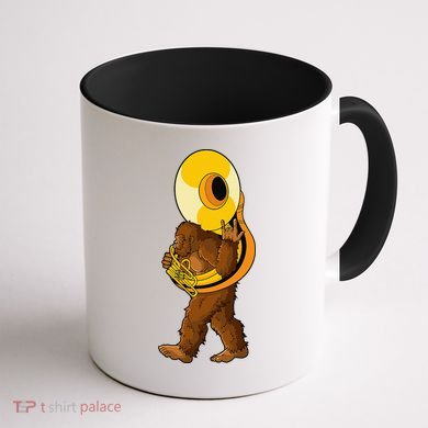 Bigfoot playing sousaphone instrument tuba Coffee Mug back