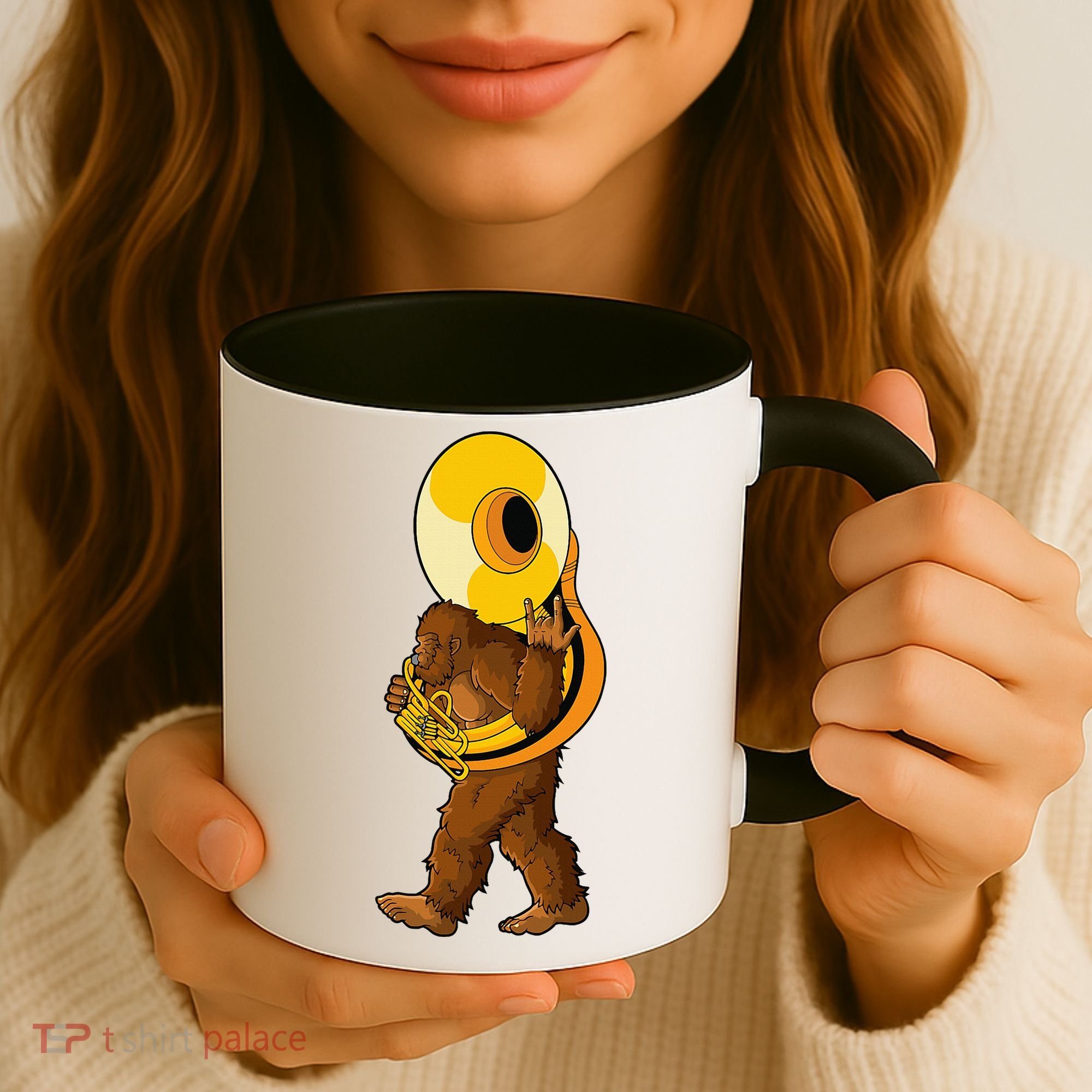 Bigfoot playing sousaphone instrument tuba Coffee Mug