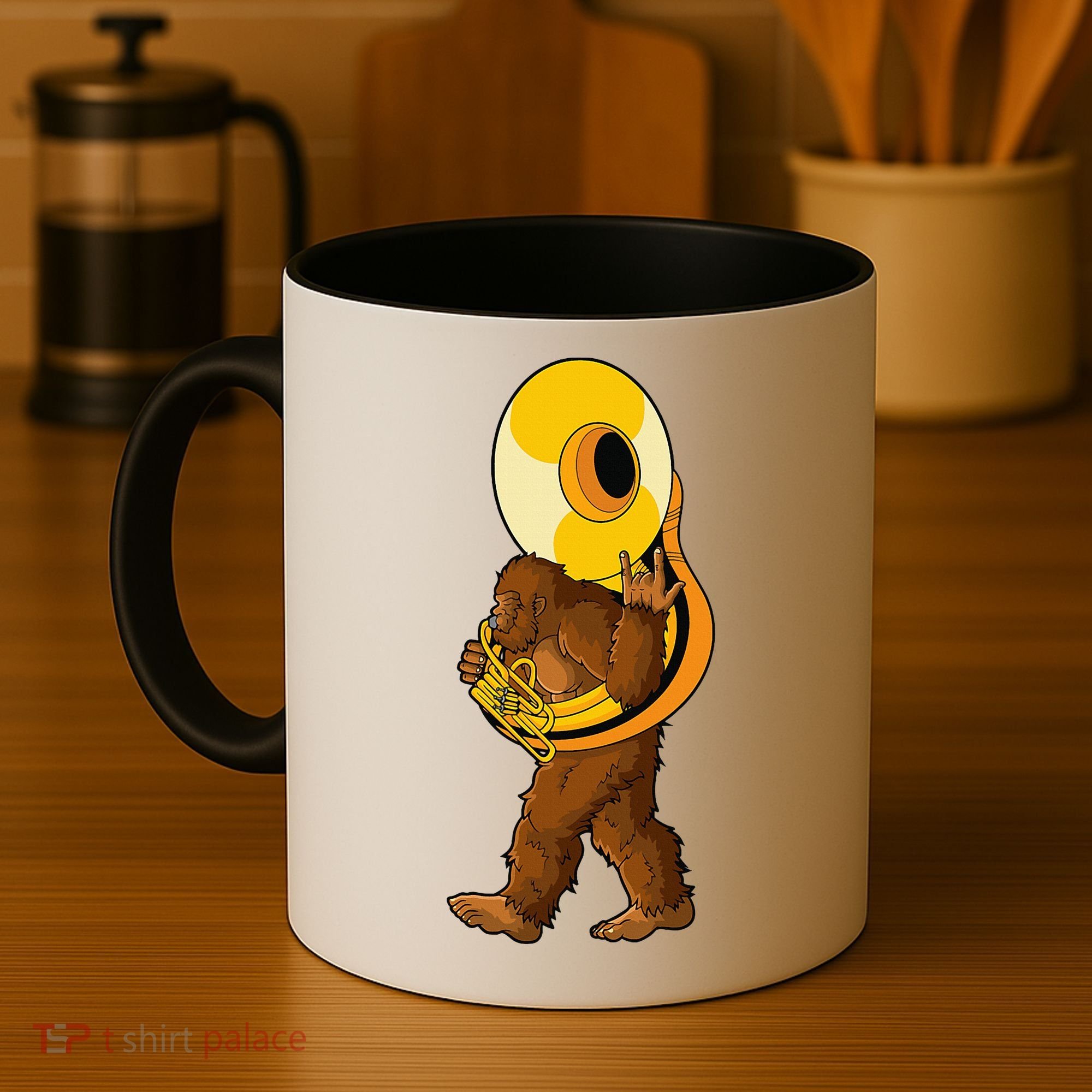 Bigfoot playing sousaphone instrument tuba Coffee Mug