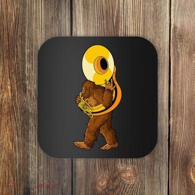 Bigfoot playing sousaphone instrument tuba Coaster