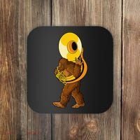 Bigfoot playing sousaphone instrument tuba Coaster thumb 0